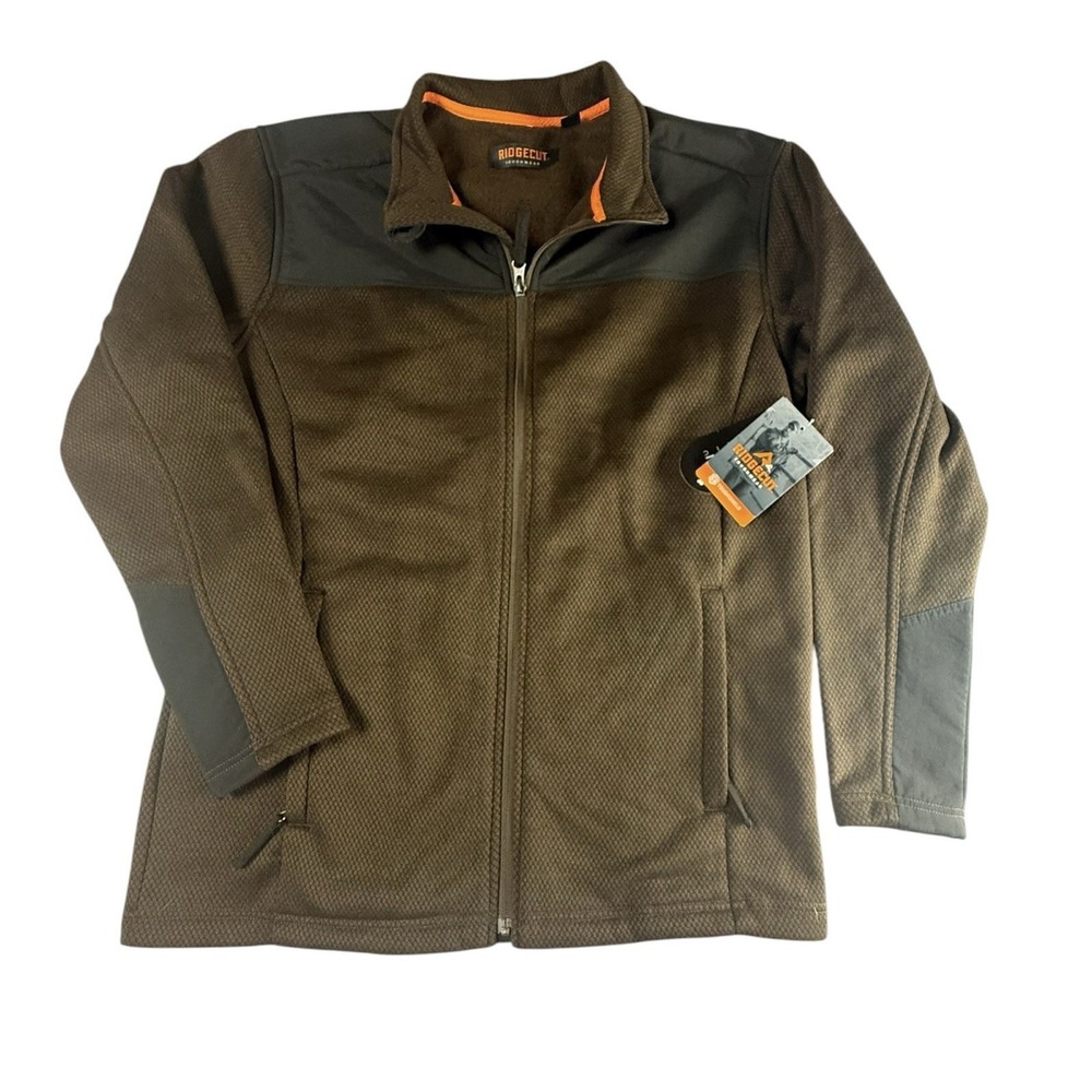 RIDGECUT Mens Medium Work Jacket Full Zip Fleece Lined Durable Brown NEW